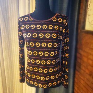 Guess (?) Brown Long Sleeve Viscose Roundneck Top - Size M